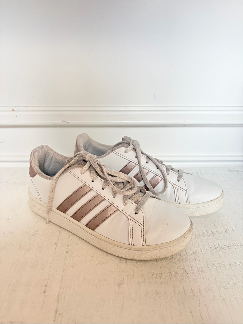 adidas Kids White and Brown Sneakers